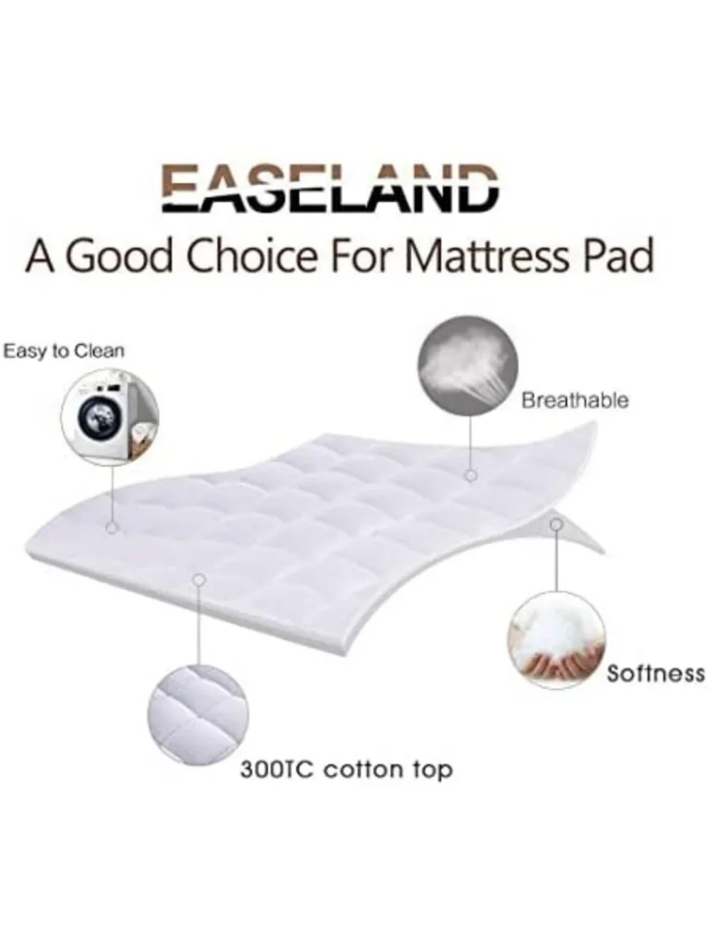 Cozy Twin Size Cotton Pillow Top Mattress Pad Topper - Soft, Comfortable